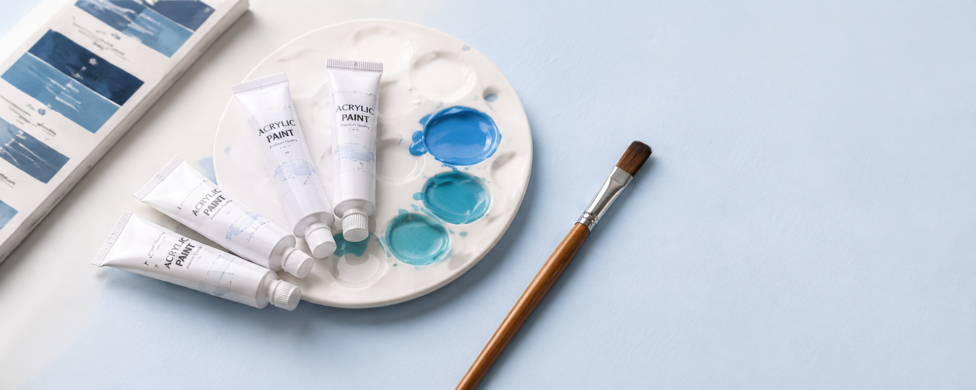 Custom acrylic paint samples and tubes for project inquiry